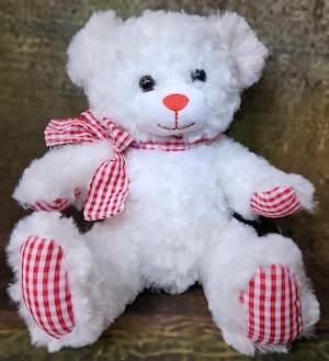 White Bear with Gingham Feet